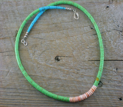 Necklace Native American Turquoise & Melon Shell Santo A